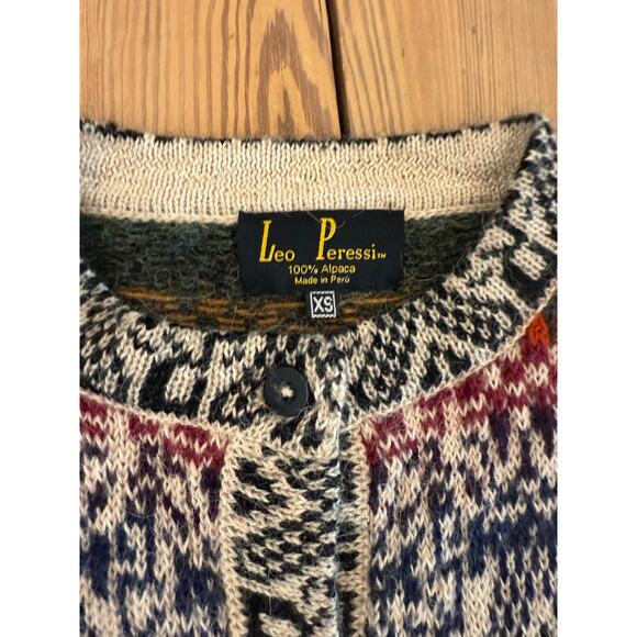 Leo Paressi 100% Alpaca Multiocolor Cardigan Made in Peru‎ XS - Picture 3 of 5